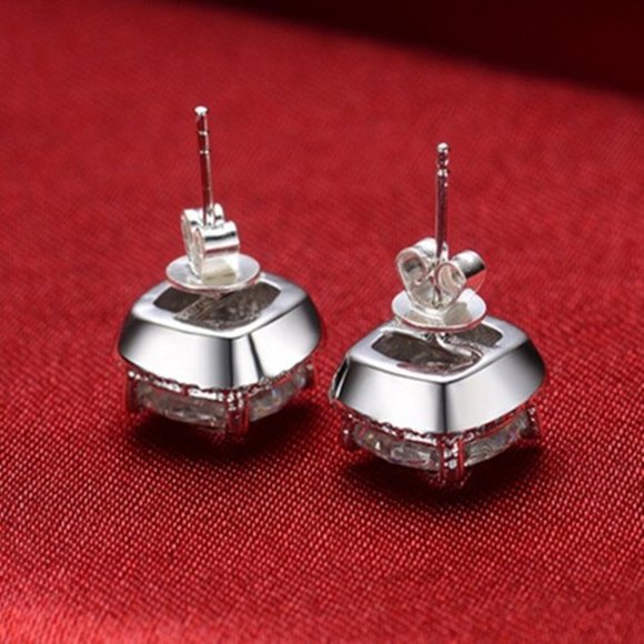 🔥 CZ Cushion Cut Imitate Moissanite Stud Earrings for Women, MLNN1041 - Picture 5 of 6